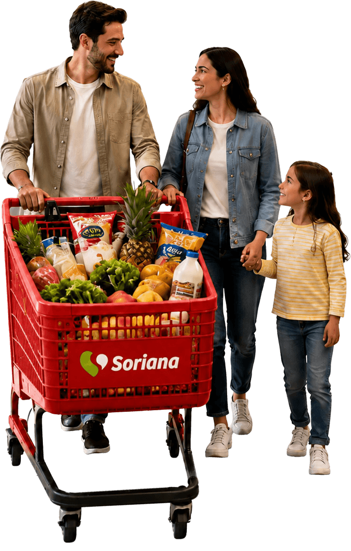 Familia con carrito de compras