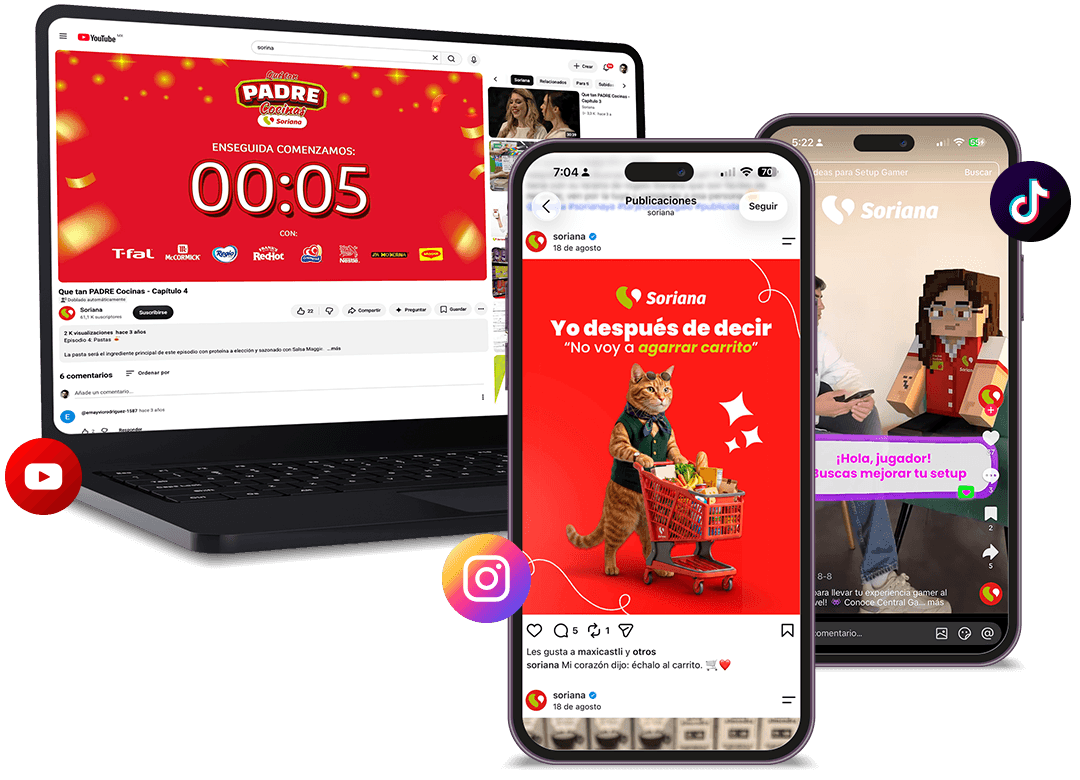 Campañas de Soriana en YouTube, Instagram y TikTok